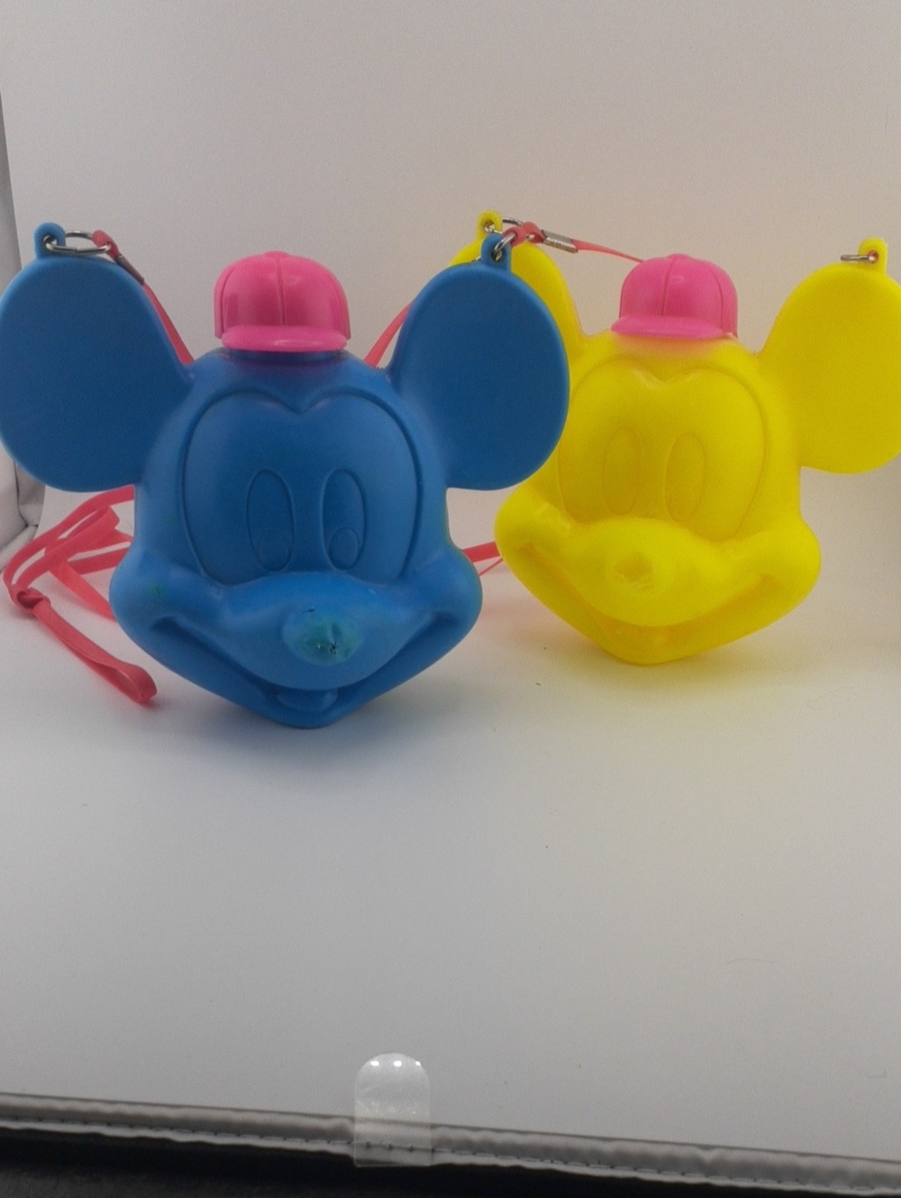 Vintage Disney Parks Mickey Mouse Head Canteens Set Of 2 Blue And Yellow